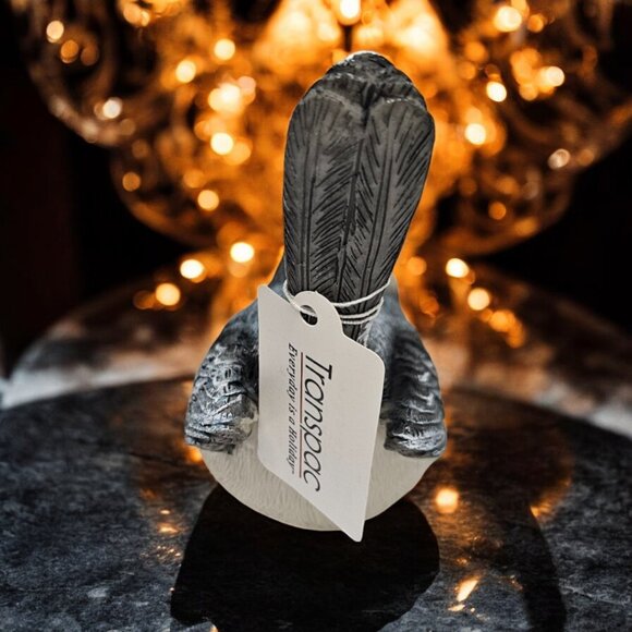 Yellow-Bellied Blue Tit Bird Resin Figurine by Transpac - Head & Tail Tilted Up - Picture 2 of 5